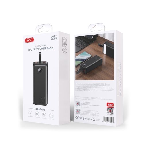 Купити Універсальна Мобільна Батарея Power Bank XO PR240 QC22.5W PD20W digital display, with light, 30000 mAh, 2