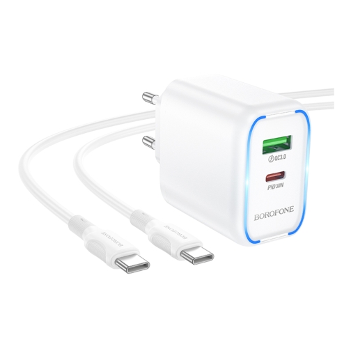 Купить Сетевое Зарядное Устройство Borofone BA89A 1USB-C/1USB PD/QC 30W+Type-C to Type-C, 4