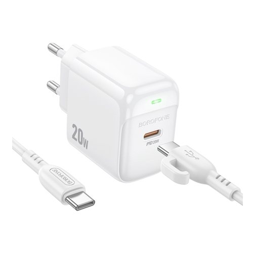 Купити Мережевий Зарядний Пристрій Borofone BAS43A 1USB-C PD/QC 20W+Type-C to Type-C, 3