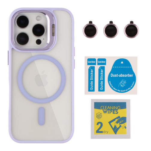 Чохол TPU+PC+Metal Stand Case with MagSafe and Camera Lenses для iPhone 16 Pro превью 12