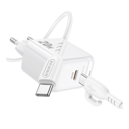 Купити Мережевий Зарядний Пристрій Borofone BAS43A 1USB-C PD/QC 20W+Type-C to Type-C, 5
