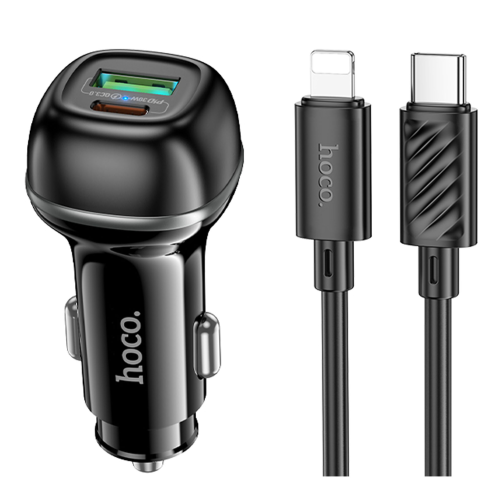 Автомобільний Зарядний Пристрій Hoco Z58A 1USB-A QC18W/1USB-C PD30W Total 48W+Type-C to Lightning