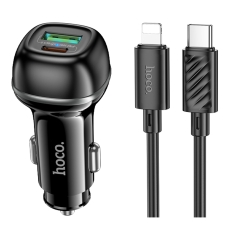 Купити Автомобільний Зарядний Пристрій Hoco Z58A 1USB/1USB-C QC/PD48W+Type-C to Lightning