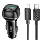 Купити Автомобільний Зарядний Пристрій Hoco Z58A 1USB-A QC18W/1USB-C PD30W Total 48W+Type-C to Lightning