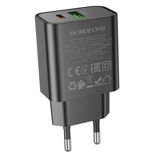 Купить Сетевое Зарядное Устройство Borofone BA88A 1USB-C/1USB PD/QC 20W, 8