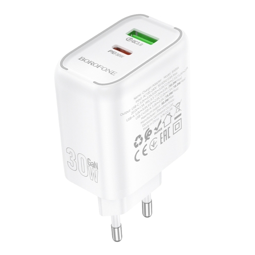 Купить Сетевое Зарядное Устройство Borofone BA89A 1USB-C/1USB PD/QC 30W, 6