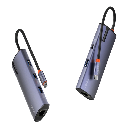 Купити USB Hub LDNIO DS-16H Type-C To PD*1(100W)+HDMI*1(4K@30hz)+USB3.0*3+RJ45*1(1Gbps), 6