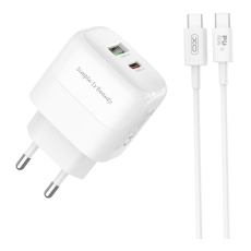 Купити Мережевий Зарядний Пристрій XO L137 1USB-C/1USB PD/QC 20W+Type-C to Type-C New Logo