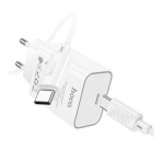 Купить Сетевое Зарядное Устройство Hoco C143A 1USB-C PD/QC 20W+Type-C to Type-C, 5