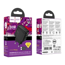 Купити Мережевий Зарядний Пристрій Hoco CS61A 1USB/1USB-C PD/QC 30W+Type-C to Type-C