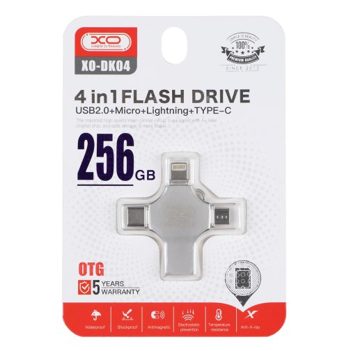 Купити USB флеш-накопичувач XO DK04 USB2.0 4 in 1 256GB