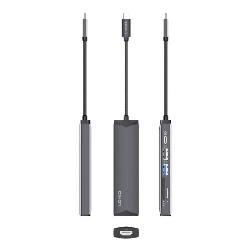 USB Hub LDNIO DS-56H Type-C To PD3.0*1(100W)+HDMI*1(4K@30hz)+USB2.0*1+SD+TF превью 5