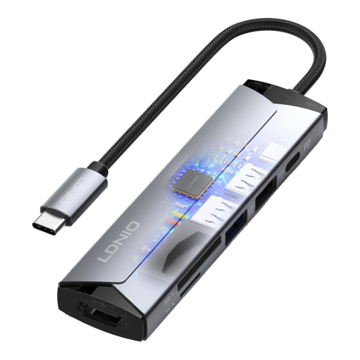 USB Hub LDNIO DS-56H Type-C To PD3.0*1(100W)+HDMI*1(4K@30hz)+USB2.0*1+SD+TF превью 7