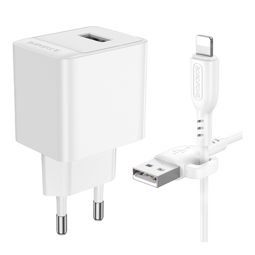 Купити Мережевий Зарядний Пристрій Borofone BAS11A 1USB 2.1A+USB to Lightning, 6