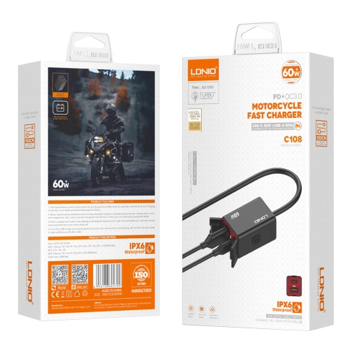 Купити Мото Інвертор LDNIO C108 1USB/1USB-C 60W+Type-C to Type-C, 2