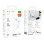 Купить Сетевое Зарядное Устройство Borofone BA89A 1USB-C/1USB PD/QC 30W+Type-C to Lightning, 2