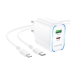 Купить Сетевое Зарядное Устройство Borofone BA89A 1USB-C/1USB PD/QC 30W+Type-C to Lightning, 4