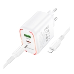 Купить Сетевое Зарядное Устройство Borofone BA89A 1USB-C/1USB PD/QC 30W+Type-C to Lightning, 5