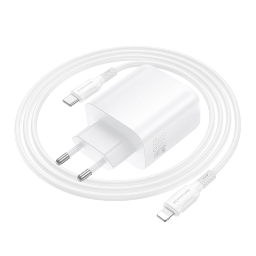 Купить Сетевое Зарядное Устройство Borofone BA89A 1USB-C/1USB PD/QC 30W+Type-C to Lightning, 7
