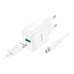 Купити Мережевий Зарядний Пристрій Hoco C140A 1USB QC 18W+USB to Micro, 2