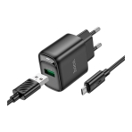 Купити Мережевий Зарядний Пристрій Hoco C140A 1USB QC 18W+USB to Micro, 3