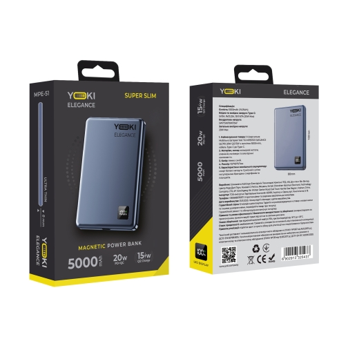 Купити Магнітна Універсальна Мобільна Батарея YOKI Elegance 15W 5000 mAh YK-MPE515, 3