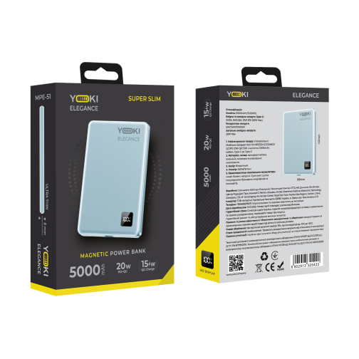 Магнітна Універсальна Мобільна Батарея YOKI Elegance 15W 5000 mAh YK-MPE515 превью 4