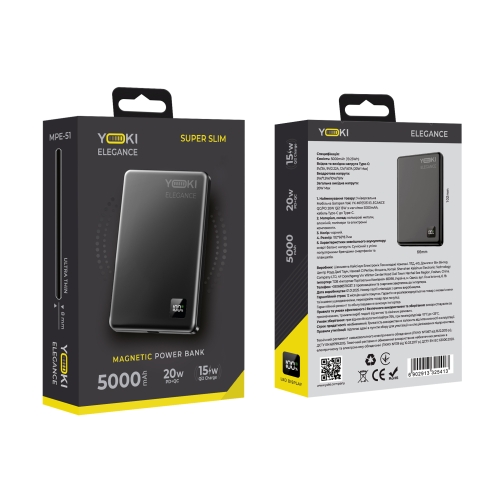 Купити Магнітна Універсальна Мобільна Батарея YOKI Elegance 15W 5000 mAh YK-MPE515, 5
