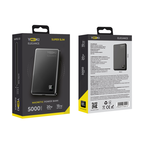 Магнітна Універсальна Мобільна Батарея YOKI Elegance 15W 5000 mAh YK-MPE515 превью 5