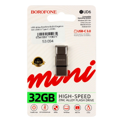 Купить USB Flash Drive Borofone BUD6 32GB Elegance mini USB3.0+Type-C, 2
