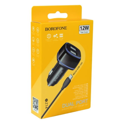 Купить Авто Зарядное Устройство Borofone BZ14 Micro 2USB 2.4A, 2