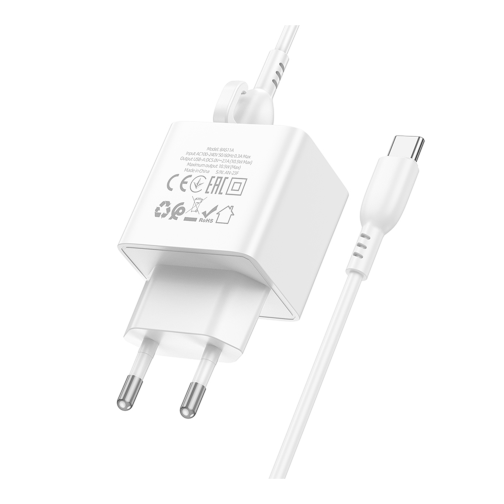 Мережевий Зарядний Пристрій Borofone BAS11A 1USB 2.1A+USB to Type-C превью 8