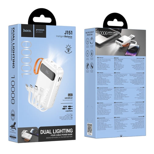 Купити Універсальна Мобільна Батарея Power Bank Hoco J151 Spirit dual lighting four-cable 10000mAh, 2