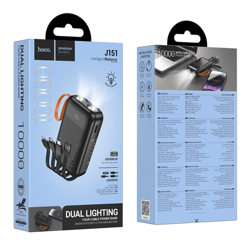 Купити Універсальна Мобільна Батарея Power Bank Hoco J151 Spirit dual lighting four-cable 10000mAh, 3