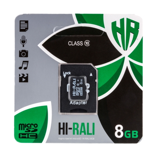 Купити Карта Пам'яті  Hi-Rali MicroSDHC 8gb UHS-1 10 Class & Adapter