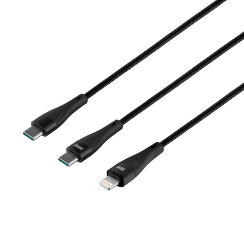 Купить USB Hoco U102 Super 100W 2 in1 Type-C to Type-C+Lightning