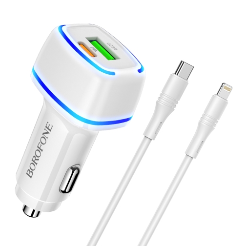 Купить Авто Зарядное Устройство Borofone BZ14A PD20W+QC3.0 Type-C to Lightning 3A, 3