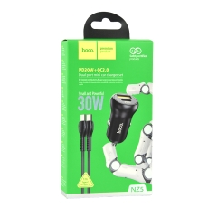 Купити Автомобільний Зарядний Пристрій Hoco NZ5 Smooth road PD 30W+QC3.0 Type-C to Type-C