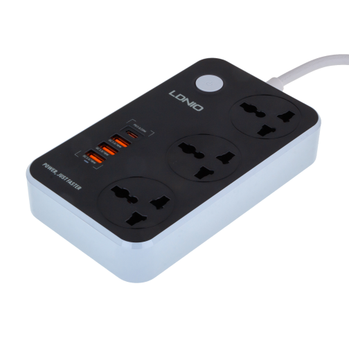 Мережевий Подовжувач LDNIO SC3412 1USB-C PD20W / 3USB-A QC18W Total 38W / 3 Sockets 2m