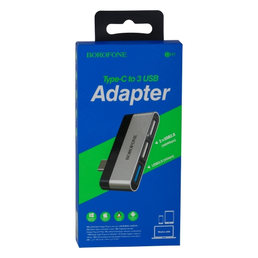 Купить Переходник Borofone DH1 Type-C to USB 3.0 / 2USB, 2