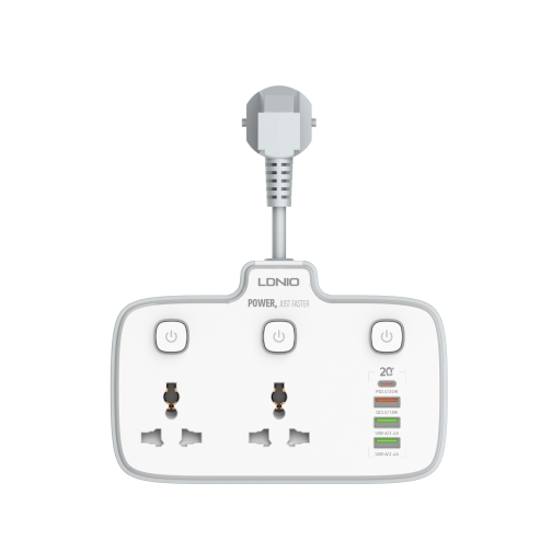 Купити Мережевий Подовжувач LDNIO SC2413 1USB-C / 3USB-A QC/PD20W / 2 Sockets