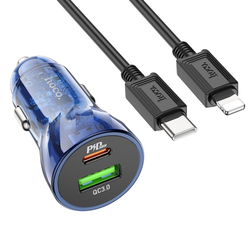 Купить Авто Зарядное Устройство Hoco Z47A Transparent PD30W+QC3.0 Type-C to Lightning, 3