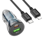Купить Авто Зарядное Устройство Hoco Z47A Transparent PD30W+QC3.0 Type-C to Lightning, 4