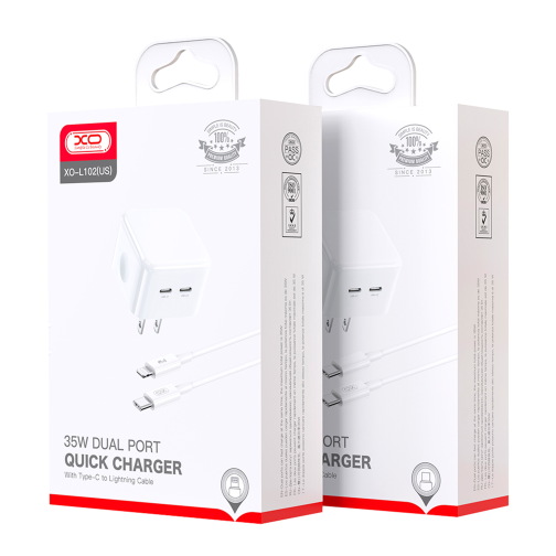 Мережевий Зарядний Пристрій XO L102 EU Dual type-C port 35W Type-C to Lightning превью 2