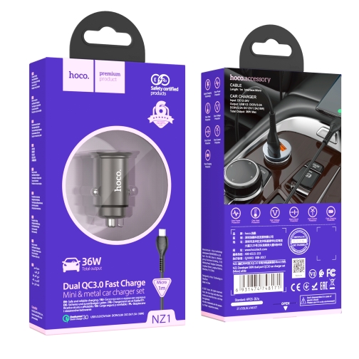 Купити Автомобільний Зарядний Пристрій Hoco NZ1 36W QC3.0 Micro