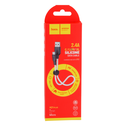 Кабель USB Hoco X21 Plus Silicone Micro 0.25m превью 5