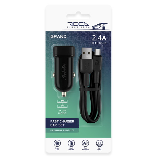 Автомобільний Зарядний Пристрій Ridea RCC-21212 Grand Type-C 2USB 2.4 A превью 3