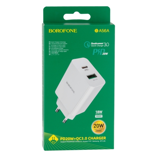 Купити Мережевий Зарядний Пристрій Borofone BA56A PD 20W + QC3.0