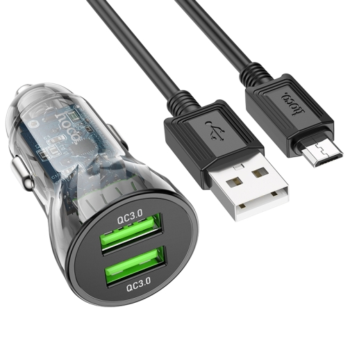 Купити Автомобільний Зарядний Пристрій Hoco Z47 Transparent QC3.0 18W Micro, 4