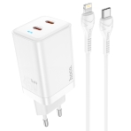 Купити Мережевий Зарядний Пристрій Hoco N23 GAN Starlight PD45W Type-C to Lightning